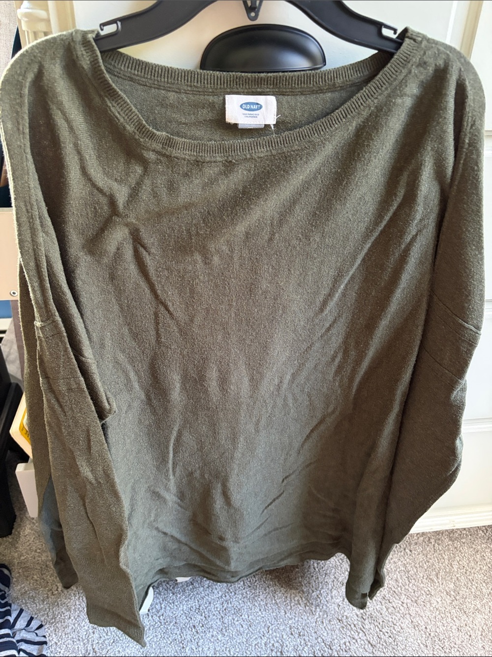 Old Navy Olive Green Lightweight Boatneck Sweater